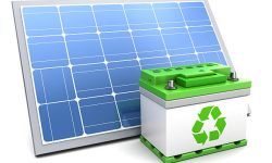 3d illustration of solar panel and green energy battery